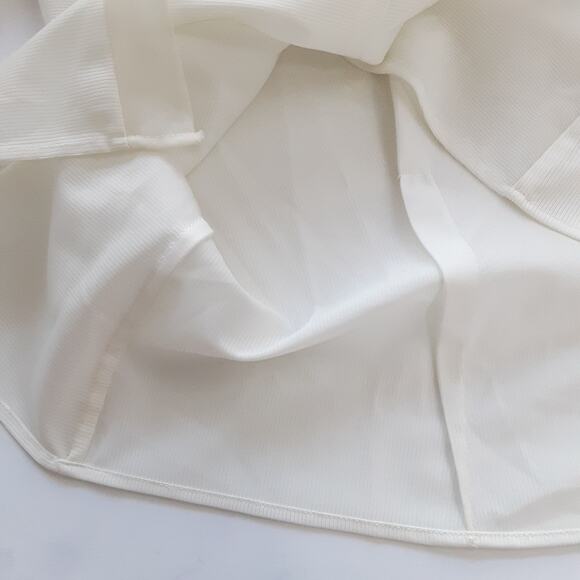 Vintage 1940s Pearl Button Front Volup Blouse Cream Short Sleeve Dacron Fabric - Picture 11 of 13